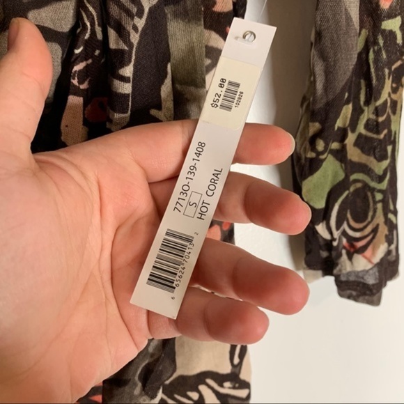 Tribal Boat Neck Butterfly Abstract Print Top Sz S - Picture 8 of 9